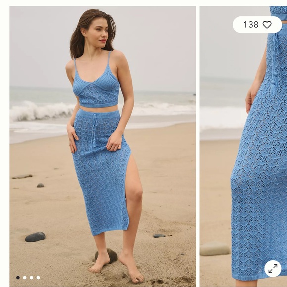 l*space Other - L*Space Sweetest Thing Crochet Skirt Blue NWT
